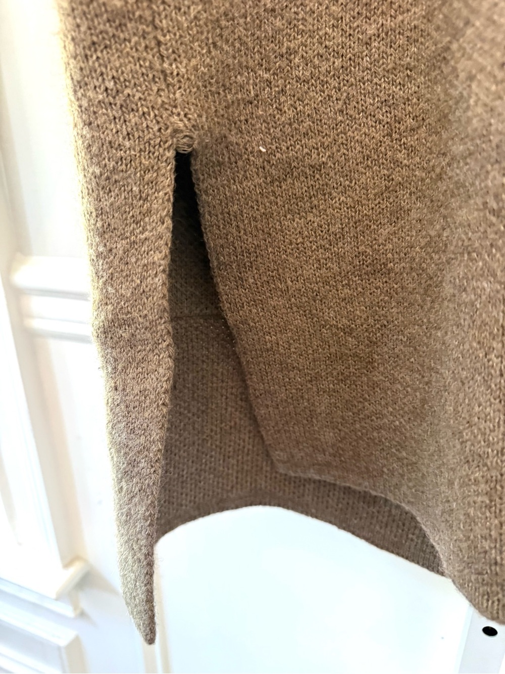 Giovanna Tricot Italy Wool Blend Long Cardigan Taupe Sz XL Pockets Buttons - Picture 11 of 12